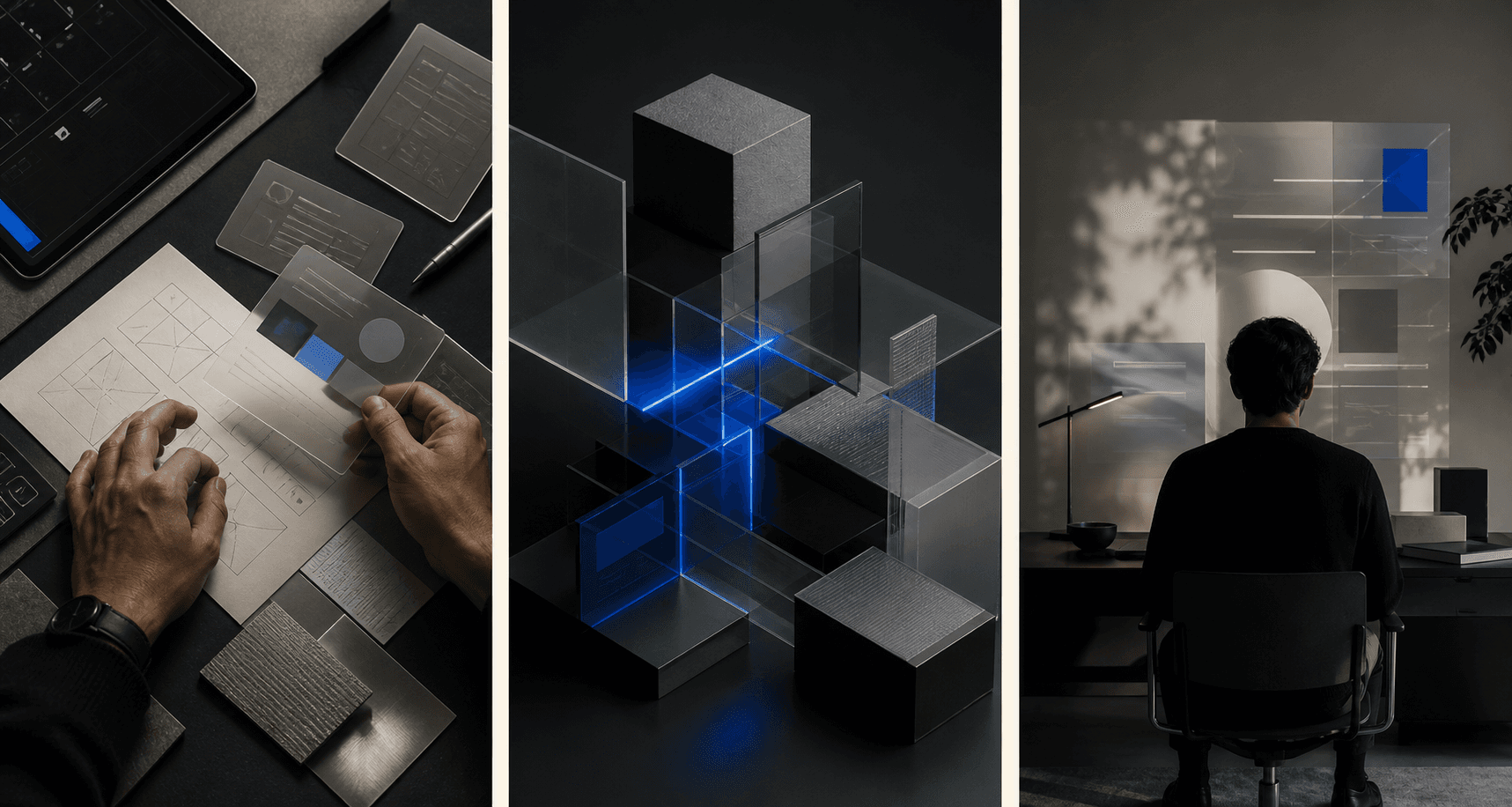 Exploración visual en tres direcciones para la identidad de Victor Silva